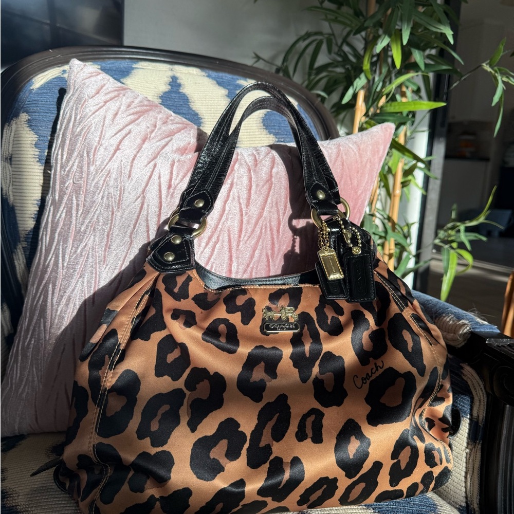 Coach RARE Black and Brown Leopard Print Shoulder Bag